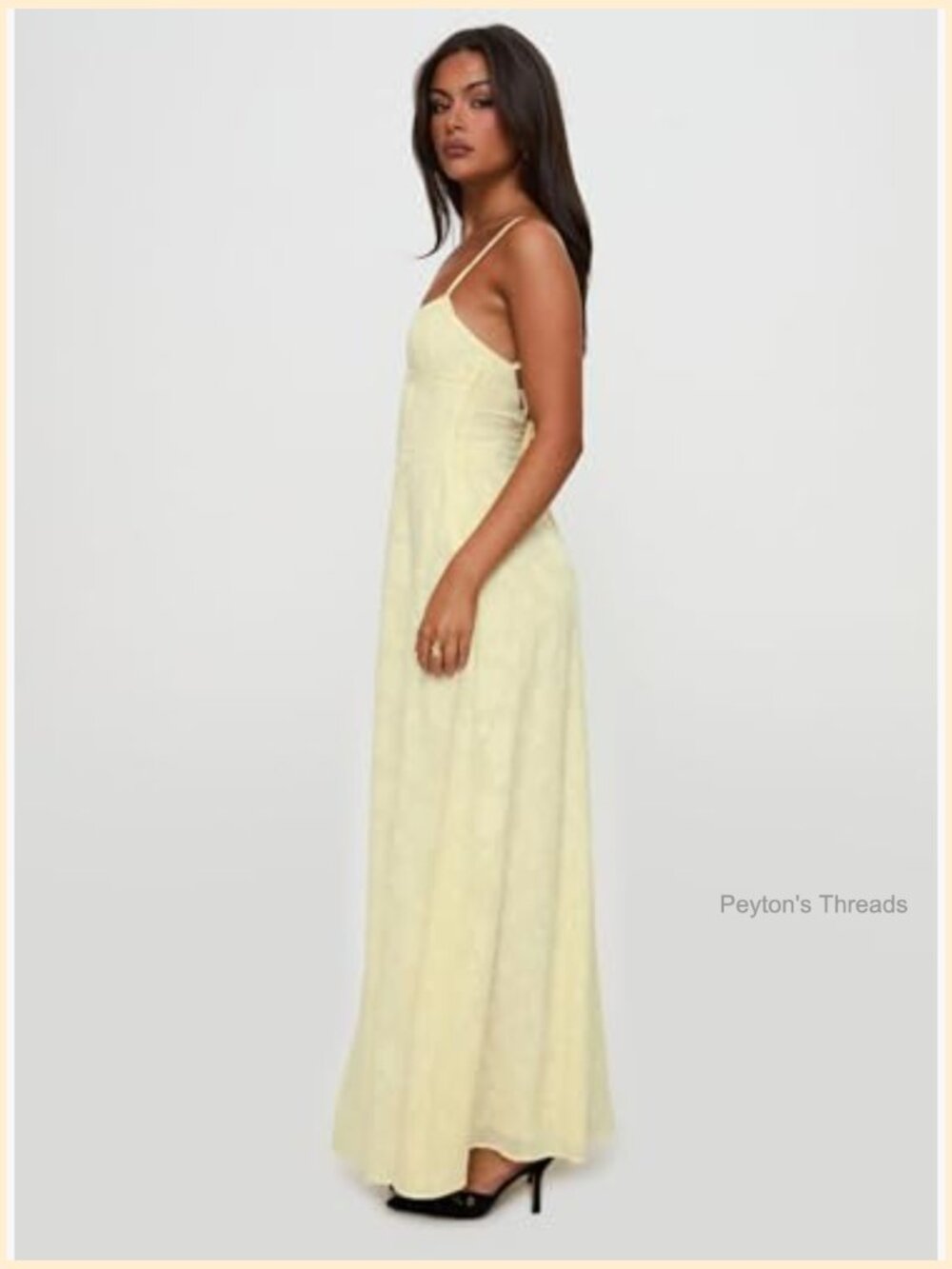 Maxi Dress with Floral Detailing, Square Neck, Sleeveless, Zipper Closure - Picture 3 of 7